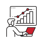 Person analyzing data charts on laptop